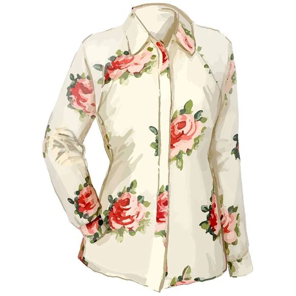 J. Peterman New Era English Blouse ivory, pink 6 - Picture 8 of 8